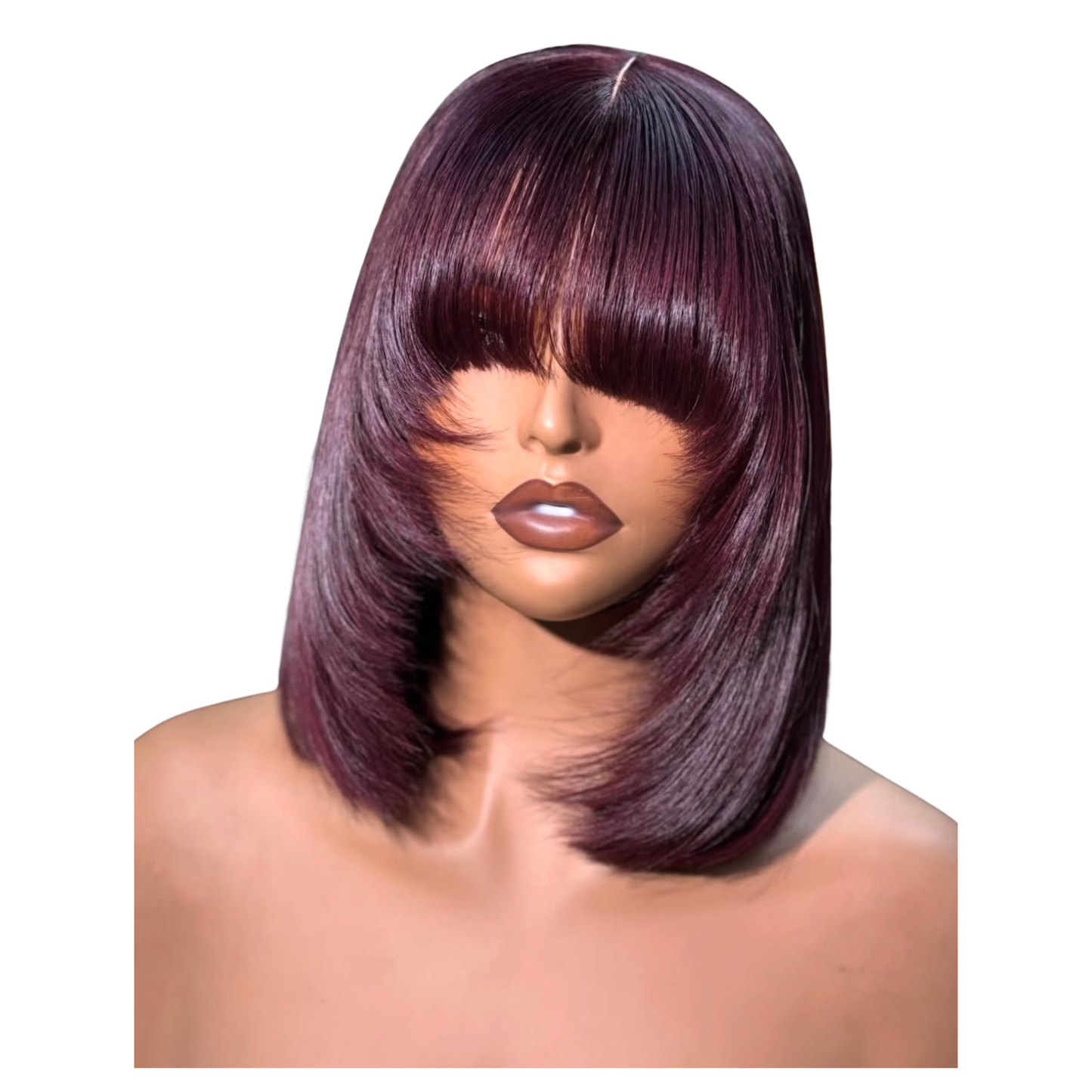 10 inches burgundy layered bonestraight with fringe