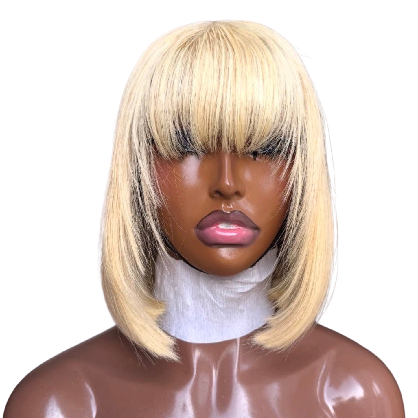 8 inches blonde layered bonestraight with fringe