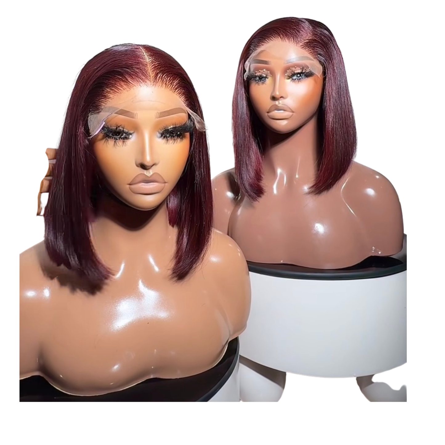10 inches burgundy bone straight with 5 by 5 closure