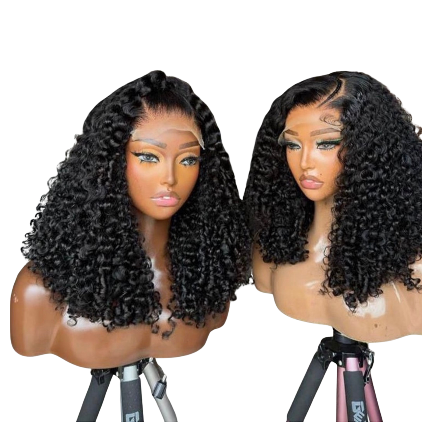 16 inches Natural color pixie curls with 5 by 5 closure