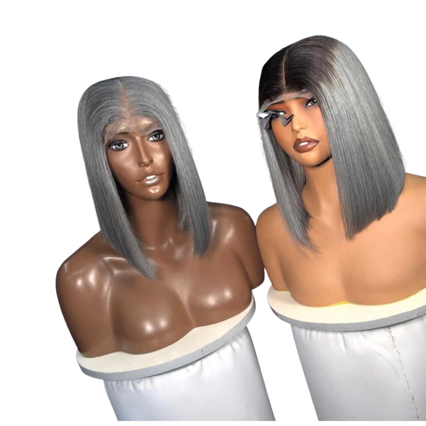 10 inches grey bone straight with 2 by 4 closure