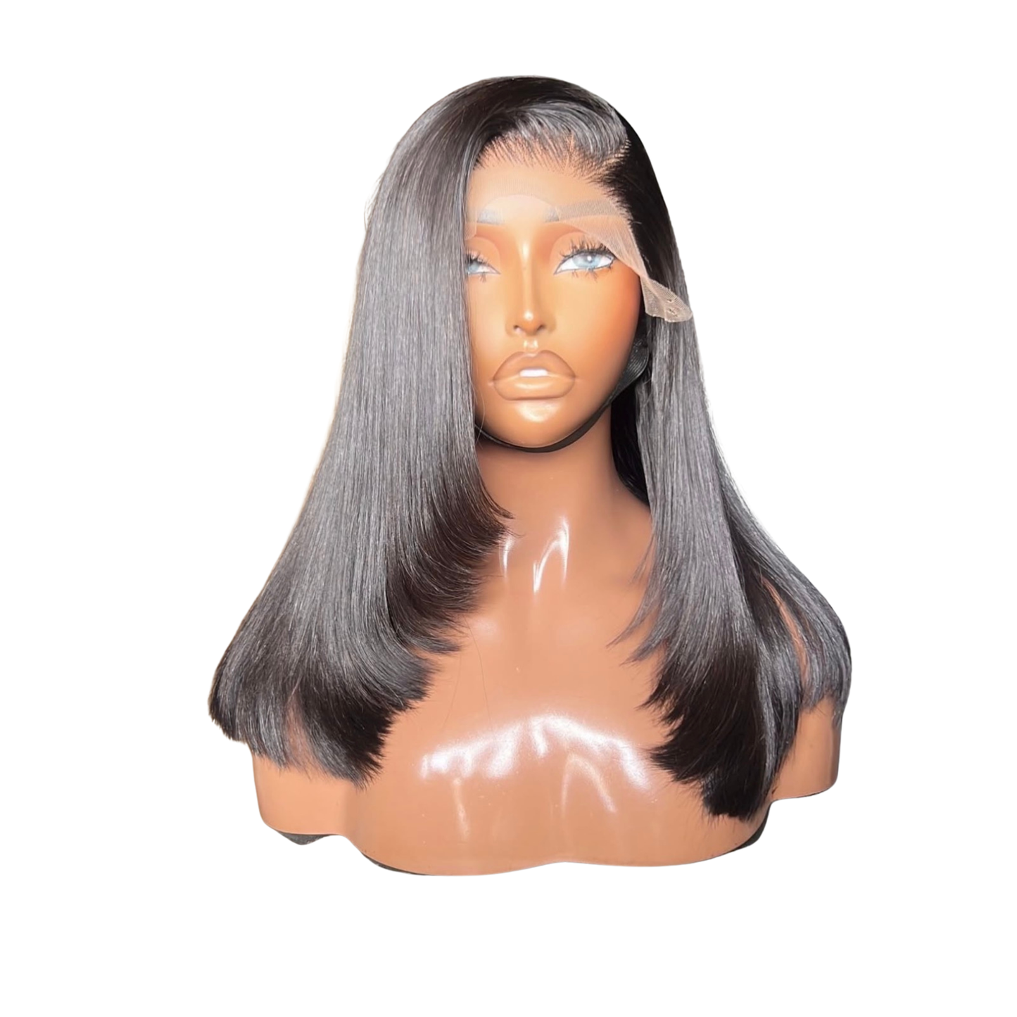 14 inches natural color layered bonestraight with 5 by 5 closure