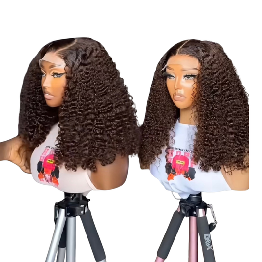 16 inches brown pixie curls with 5 by 5 closure