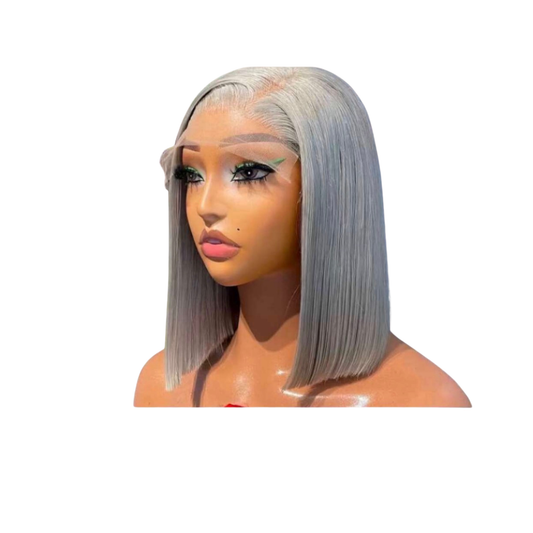 10 inches grey bonestraight with 5 by 5 closure