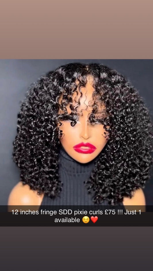 12 inches fringe pixie curls